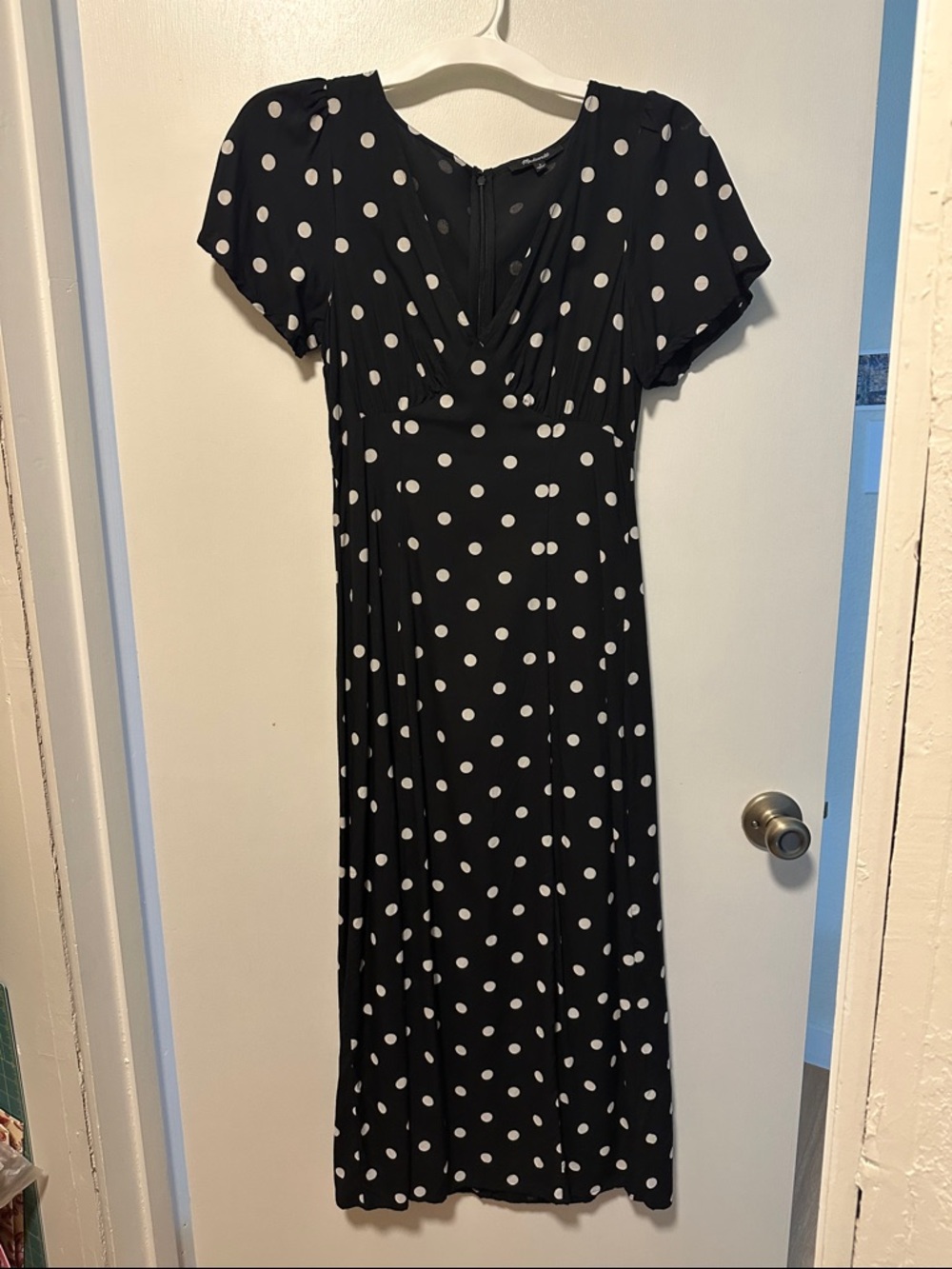 Madewell Black and White Polka-Dot Midi Dress Size 0